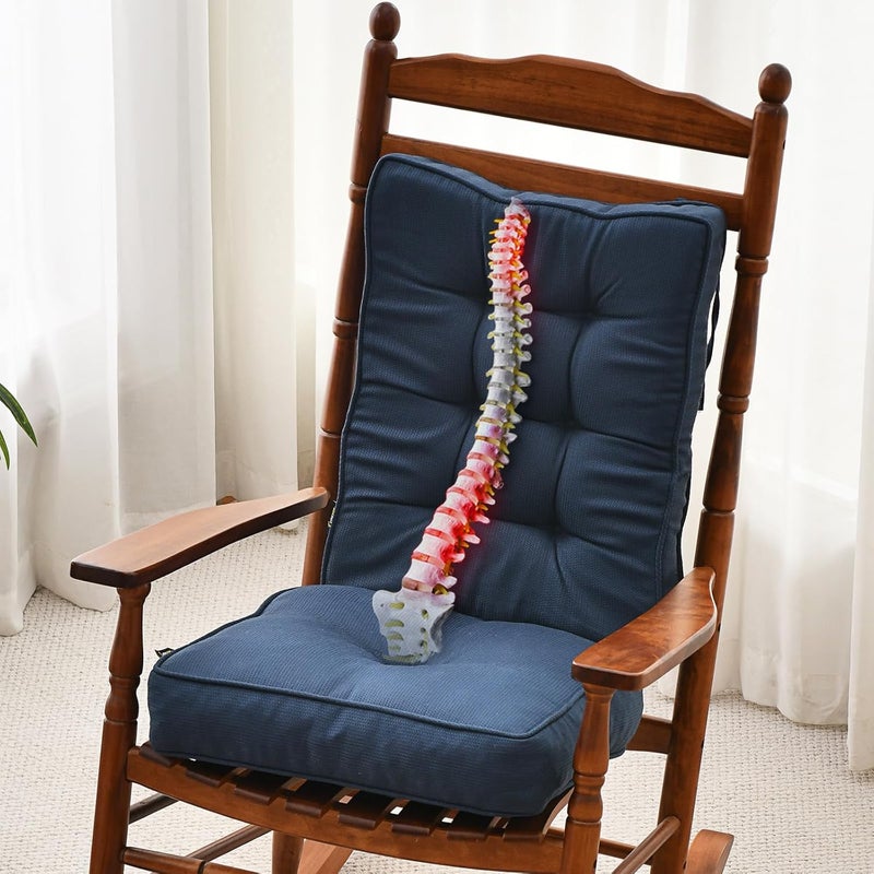 SUNROX Memory Foam Non Slip Rocking Chair Cushion, FadeShield Water Resistant Thicken Durable Tufted Pads, Set of Seat & Back Cushion with Ties for Indoor/Outdoor Rocker, 2 Piece, Charcoal Blue - Image 1